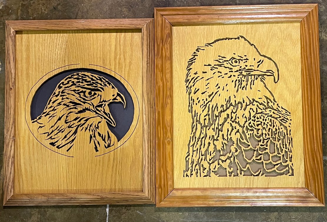 2 Wooden Carved Eagle Frames