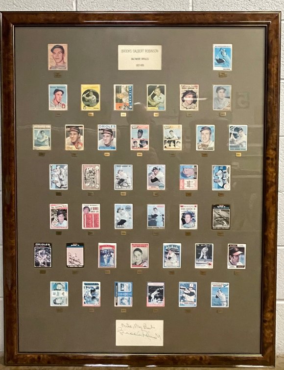 Brooks Calbert Robinson Baseball Cards in a Frame