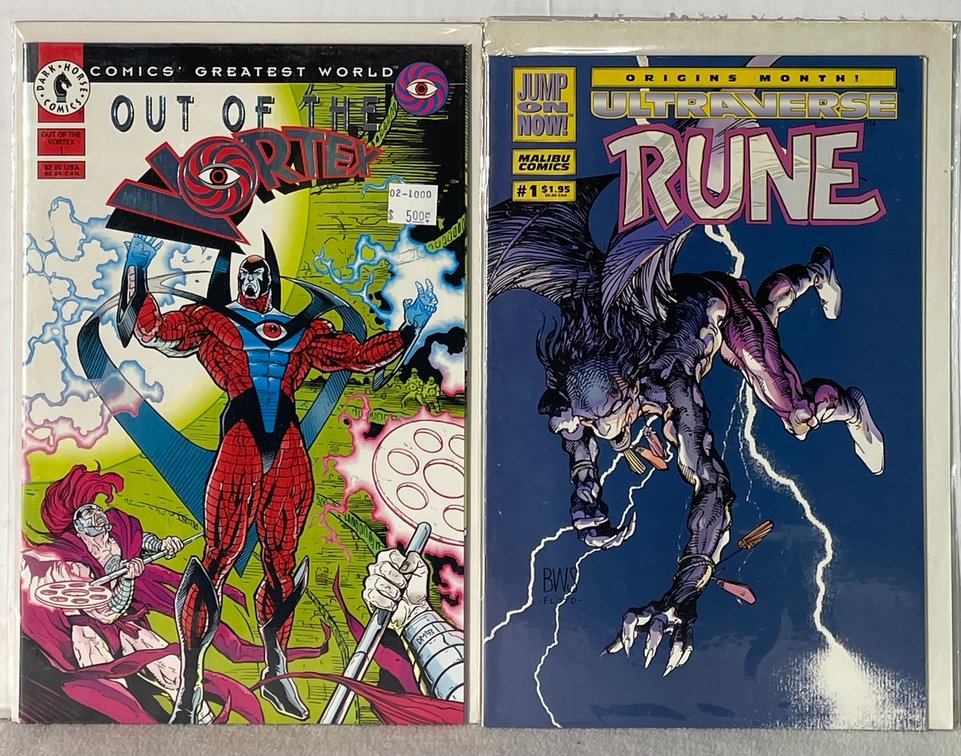 Dark Horse Comics Out of the Vortex (1) and Malibu Comics Ultraverse Rune (#1) Comic Books