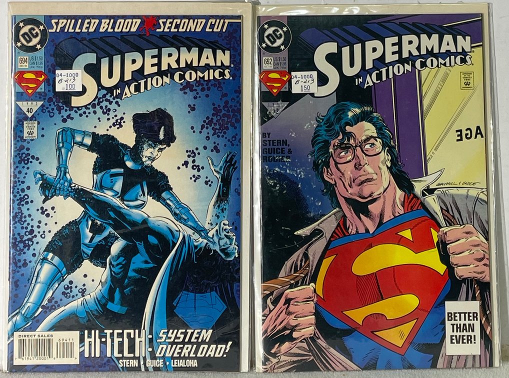 2 DC Superman in Action Comics (692 OCT 93 and 694 DEC 93) Comic Books