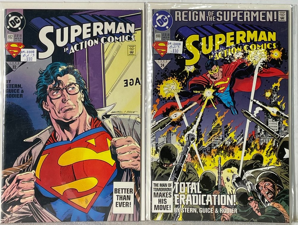 2 DC Superman (692 OCT 93 and 690 AUG 93) Comic Books