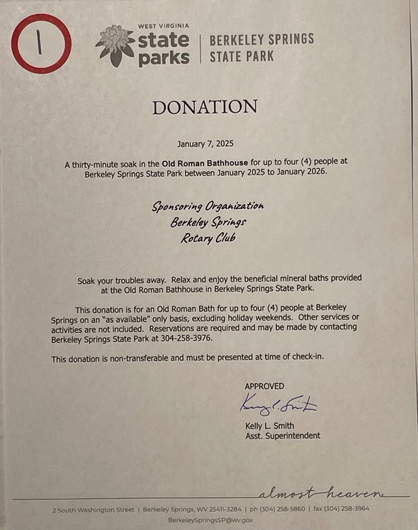 Image for Berkeley Springs Rotary 2025 Scholarships Online Auction