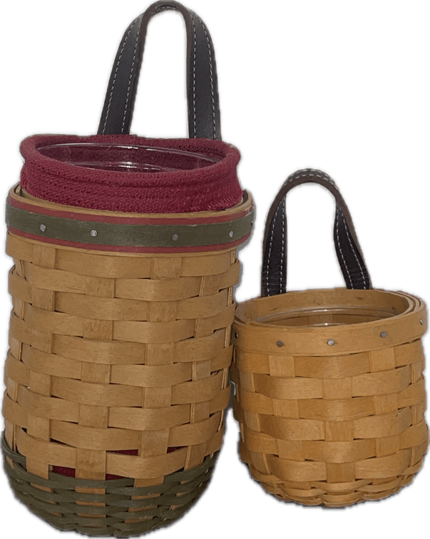 Longaberger 2002 Santa’s Helper Basket with Liner and Protector and 2001 Extra Small Gatehouse Basket