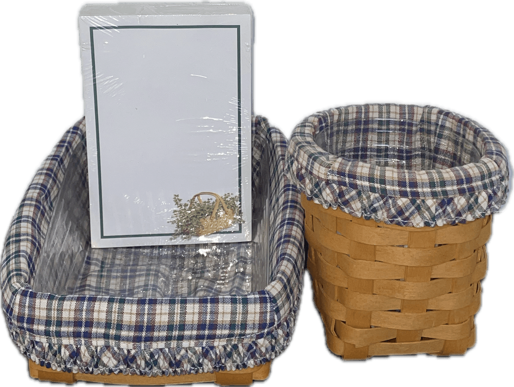 Longaberger 2000 Notepad Basket with Liner, Protector and Notepads and 2000 Pencil Basket with Liner and Protector