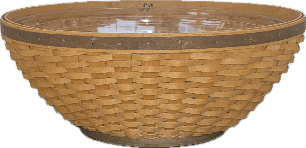 Longaberger 2006 Oval Bowl Basket with Brown Trim and Hard Protector