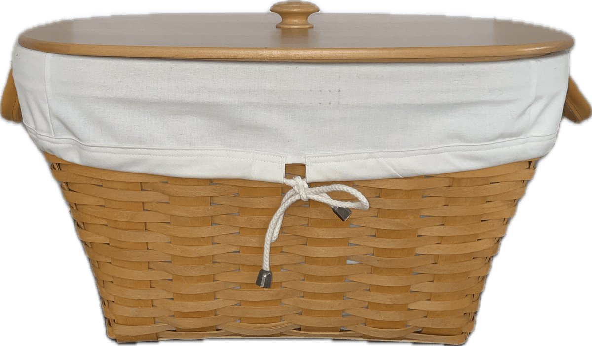 Longaberger 2000 Oval Laundry Basket with Liner, Protector and Lid