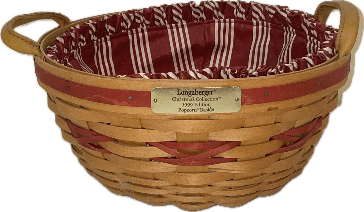 Longaberger 1999 Christmas Collection Popcorn Basket with Liner