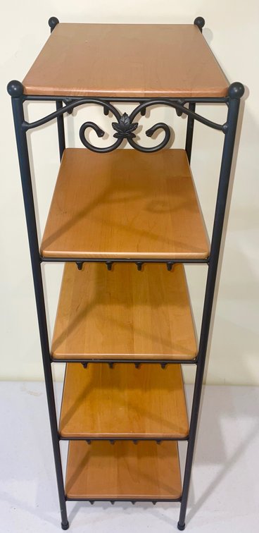 Longaberger Wrought Iron 5 Tier Baker’s Rack Stand with 5 Woodcraft Shelves
