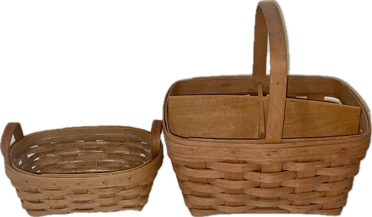 Longaberger 2003 Knick Knack Basket With Protector and 1991 Spring Basket With Wood Divider