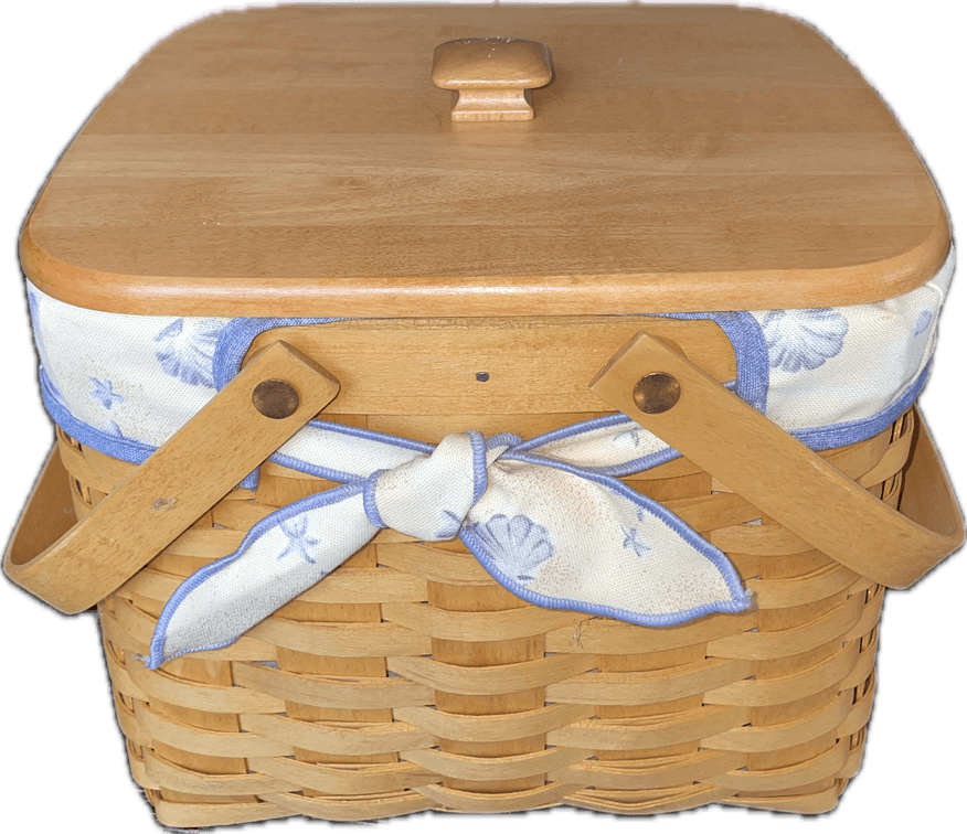 Longaberger 1999 Seashell Basket with Lid, Liner and Protector