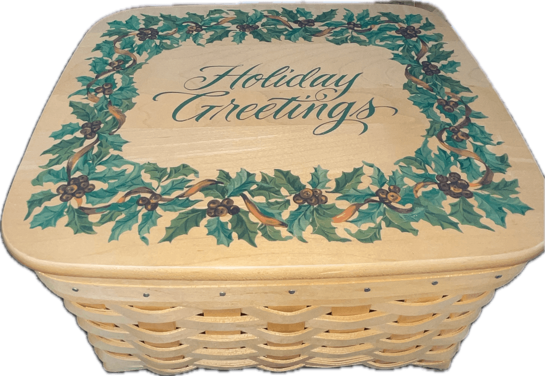Longaberger 2001 Christmas Card Basket with Protector and Lid
