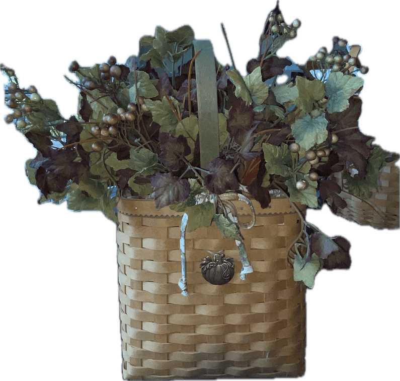 Longaberger 2003 Fall Basket with Liner, Protector, Tie-On and Silk Flowers