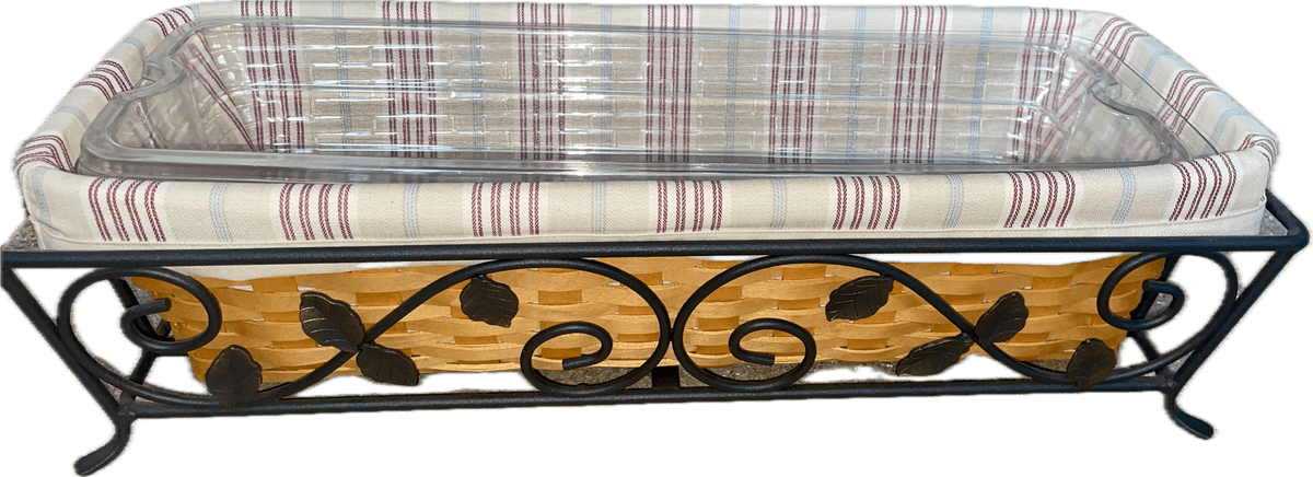 Longaberger 2002 Window Box Basket with Wrought Iron Holder, Liner, Protector and Gardening Protector