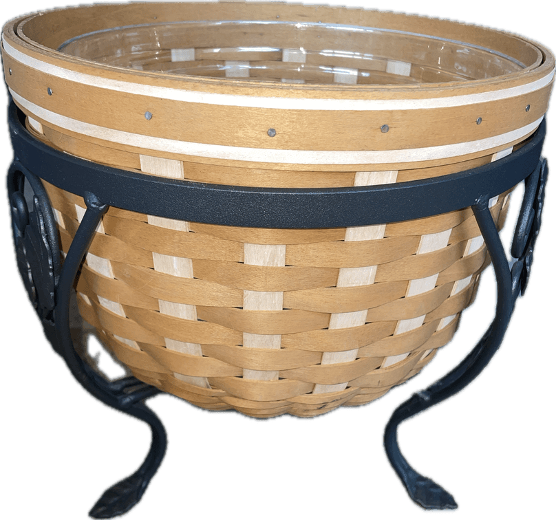 Longaberger 2004 At Home Garden Collection Foliage Basket with Wrought Iron Stand and Protector