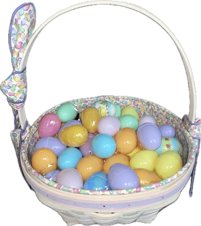 Longaberger 2000 Whitewashed Large Jelly Bean Easter Century Celebration Basket with Liner, Protector and Easter Eggs