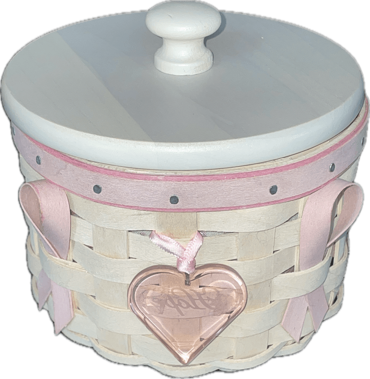 Longaberger 2006 Whitewashed Horizon of Hope Basket with Lid, Liner, Protector and Tie-on