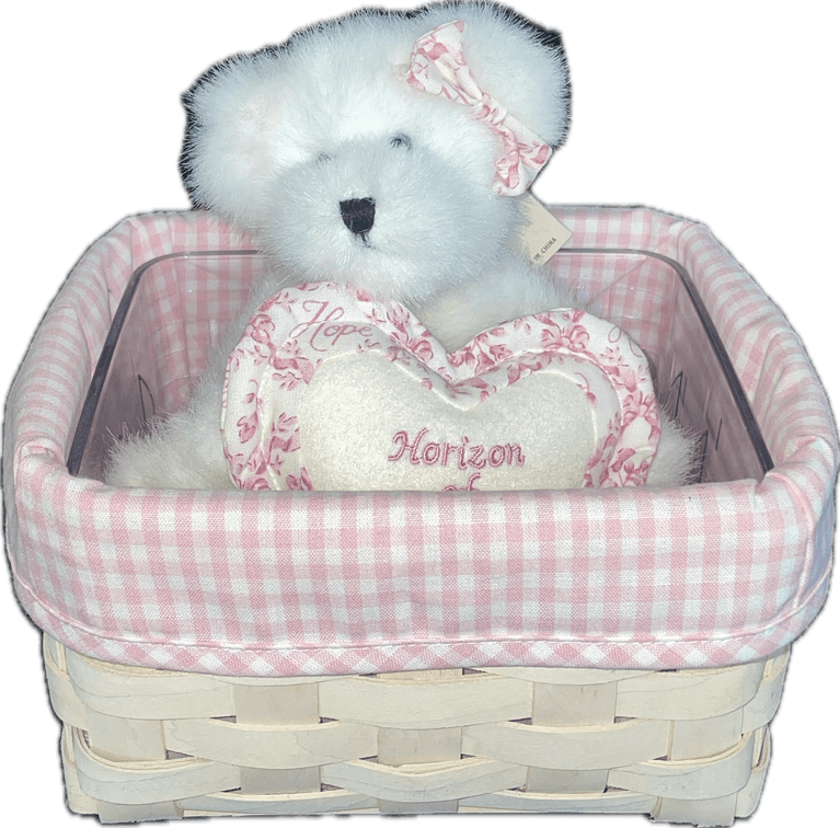 Longaberger 2004 Whitewashed Card File Basket with Liner, Protector and HOH Boyds Bear