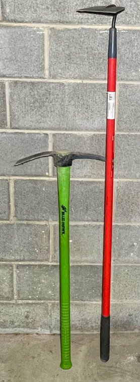 Craftsman Hoe and Blue Hawk Pick Ax
