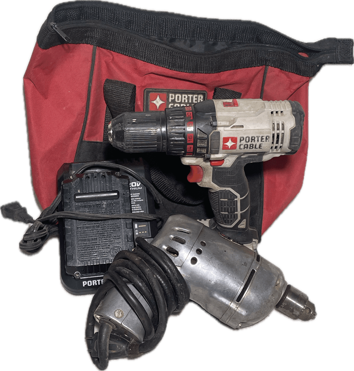 Porta-Cable 20V Cordless Drill and Black and Decker Electric 1/4” Drill (Works)