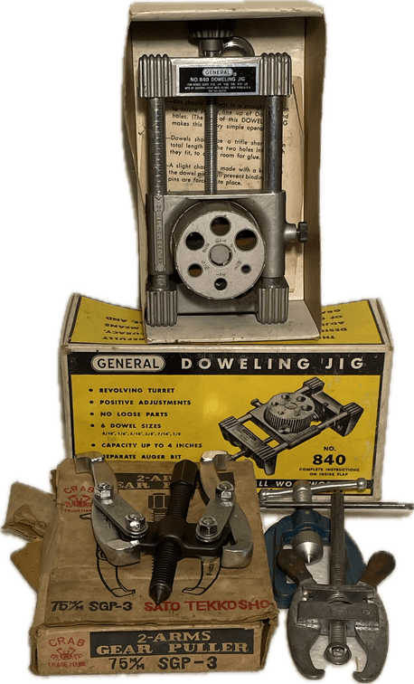General Doweling Jig, Crab Gear Puller and 2 Other Gear Pullers