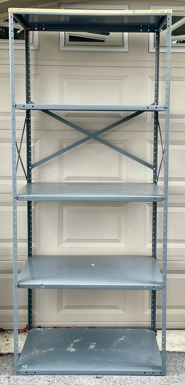 Gray Metal Shelf (Has Small Dent)