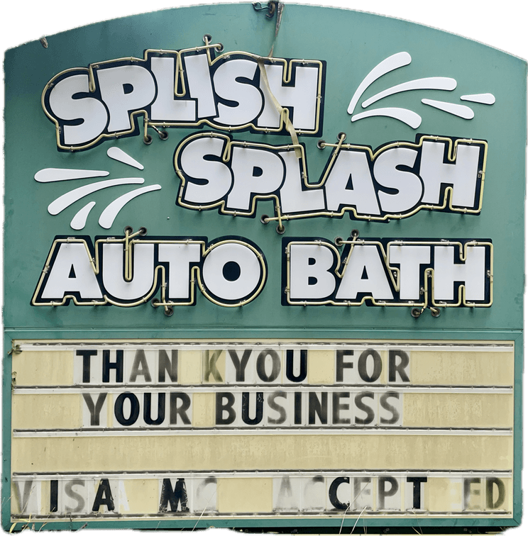 Splish Splash Auto Bath 2 Sided Neon Sign