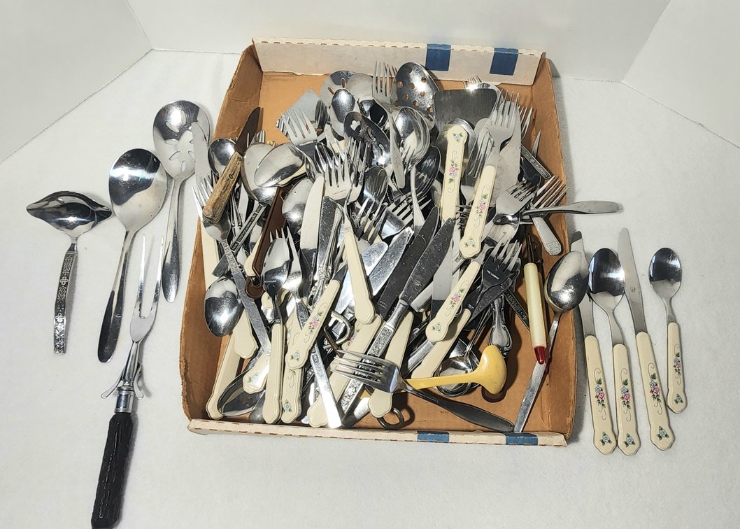 Flatware and Serving Spoons, Includes Pfaltzgraff Tea Rose Flat Ware