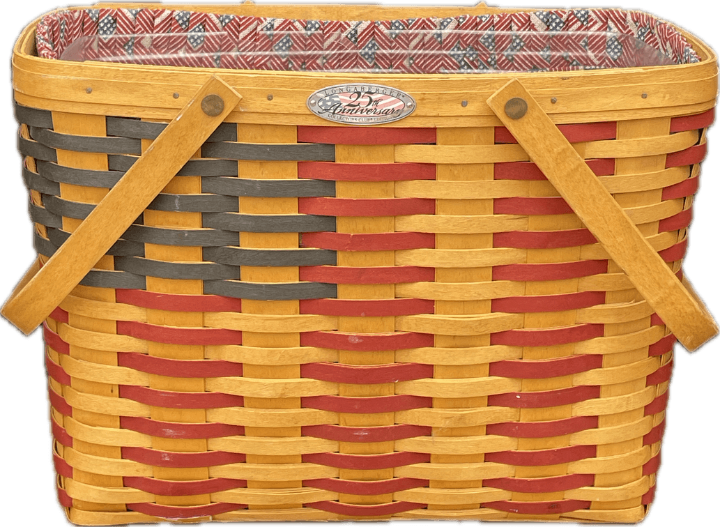 Longaberger 1998 Collector Club 25th Anniversary Patriotic Flag Basket with Accessories