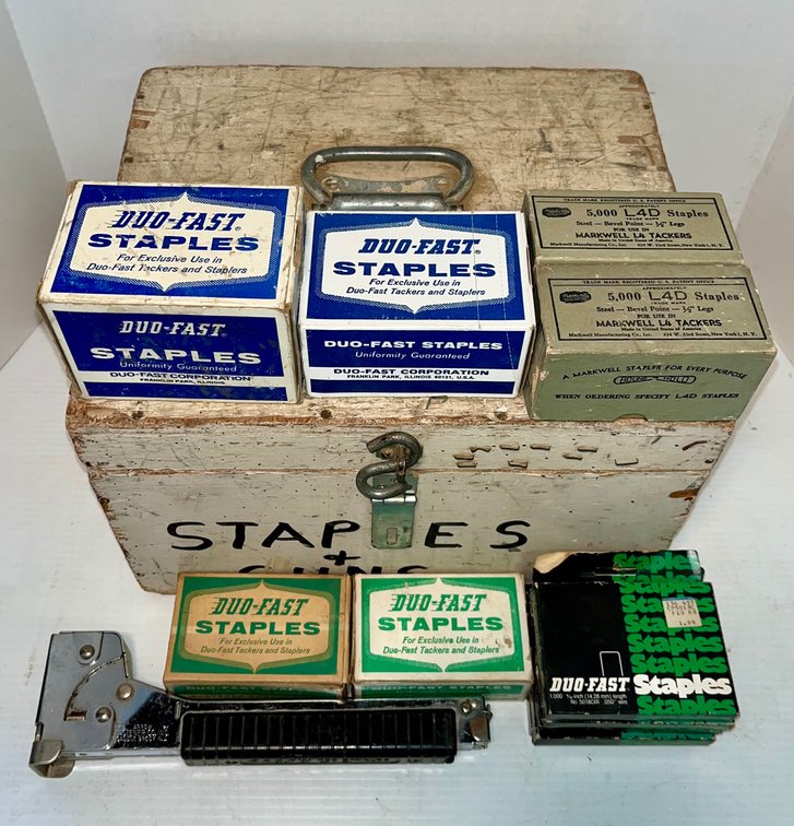 Arrow T50 Stapler With Wooden Case and a Variety of Staples