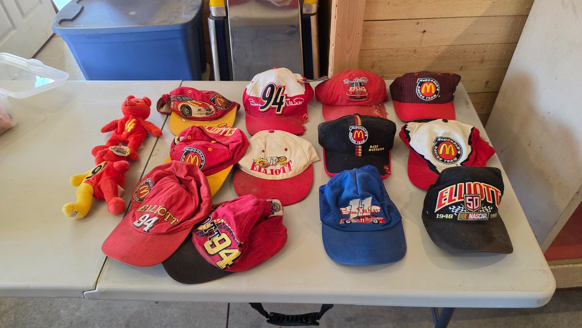 Multiple hats and beanie babies