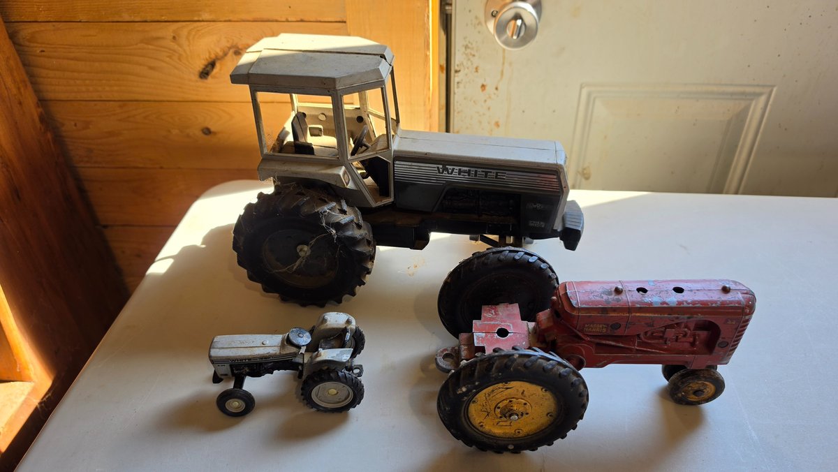Three tractors (White 2-135, Massey-Harris, White 2-35)