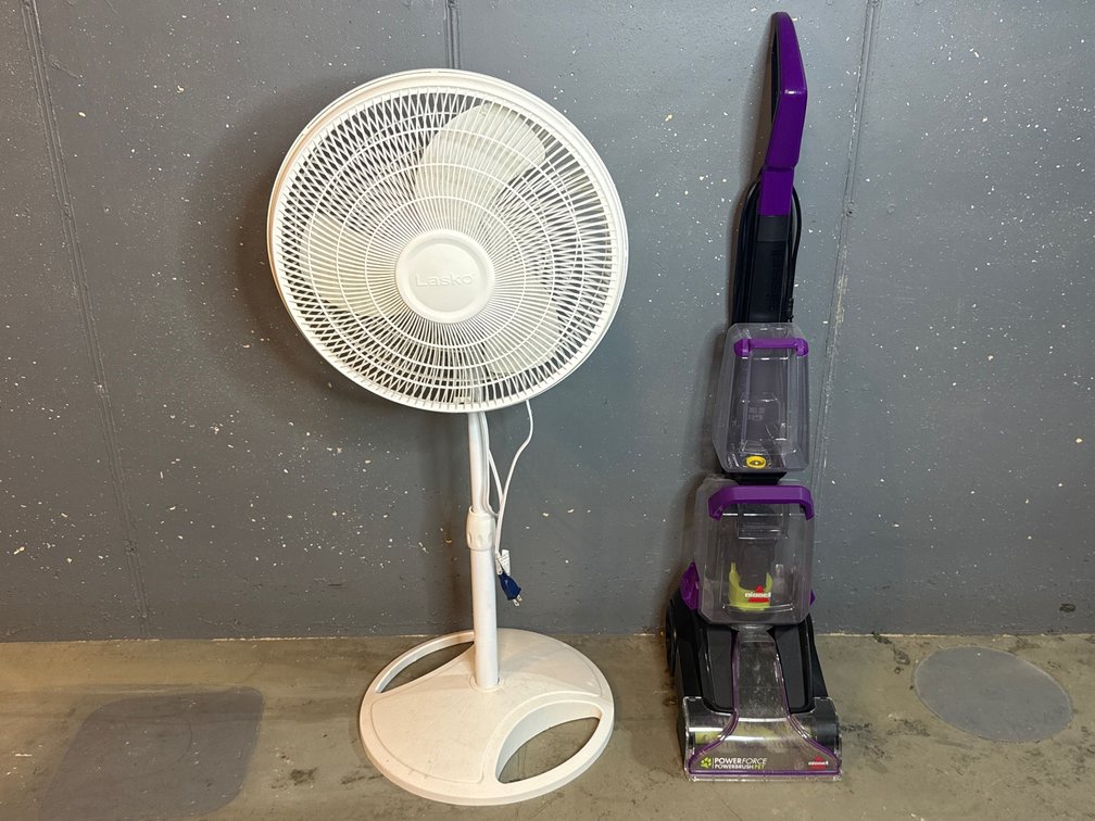Lasko stand up fan, Bissell Powerforce Powerbrush Lightweight Carpet Cleaner