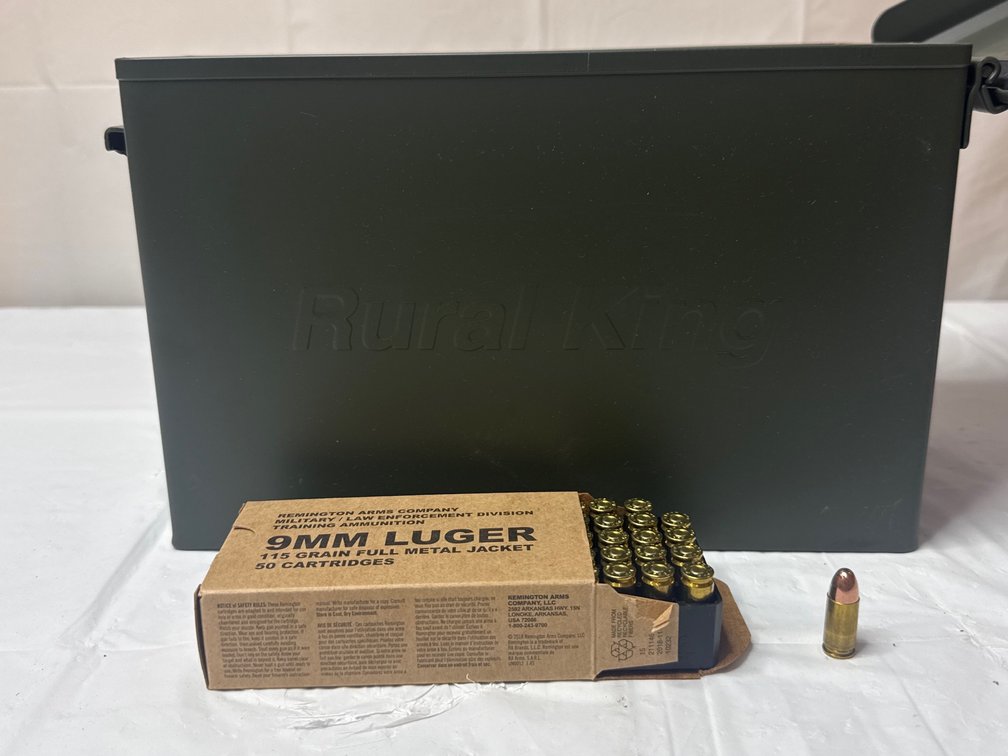 Remington 115 Grain 9mm Full Metal Jacket Ammo with Ammo Can