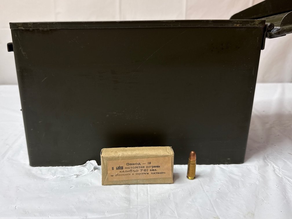 Assortment of 7.62x25mm Ammo with Ammo Can