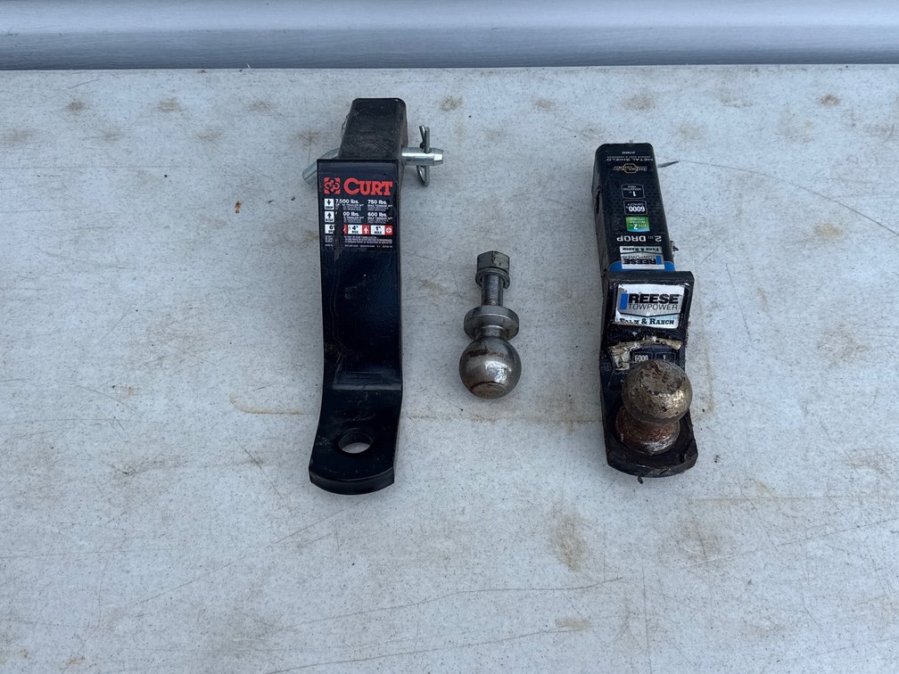 Curt 6” drop hitch, Reese 2” drop hitch, 2” ball