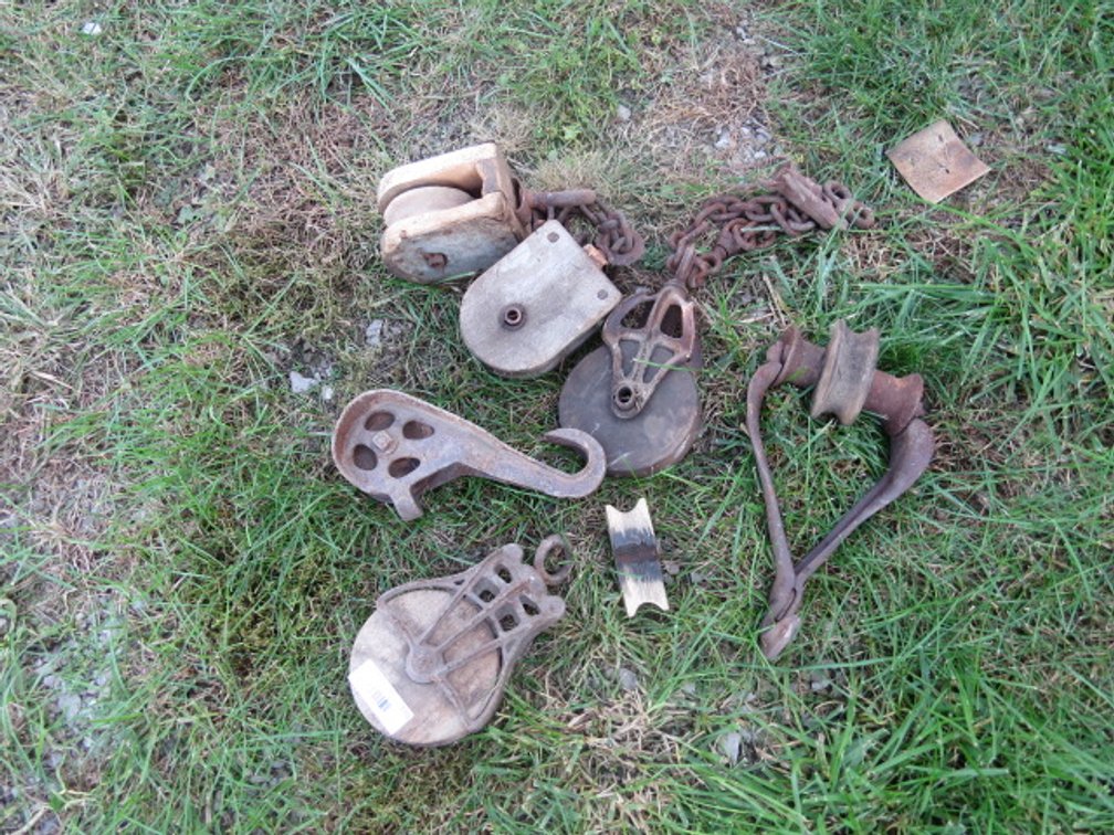 Exceptional collection of antique pulleys