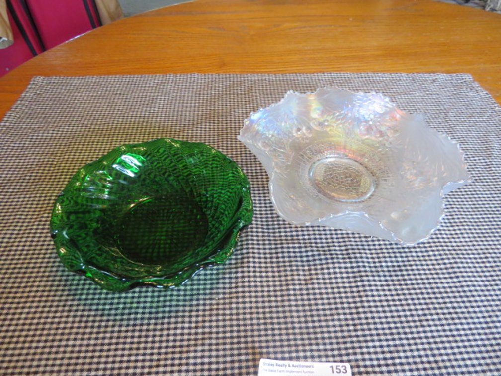 Green & White Glass Pieces