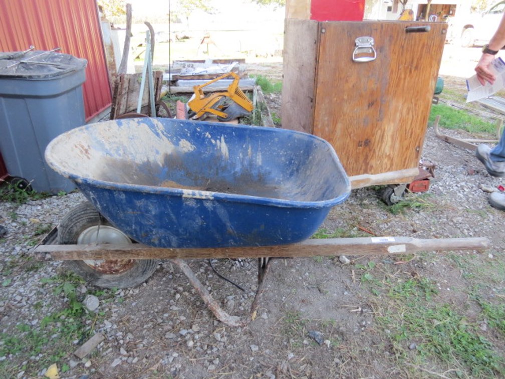 Blue wheel barrow