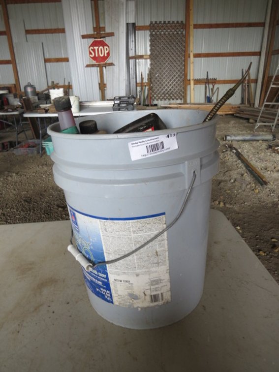 5-Gallon Plastic Bucket with Assorted Fluids