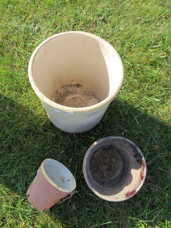 Vintage stoneware Crock and two other pots