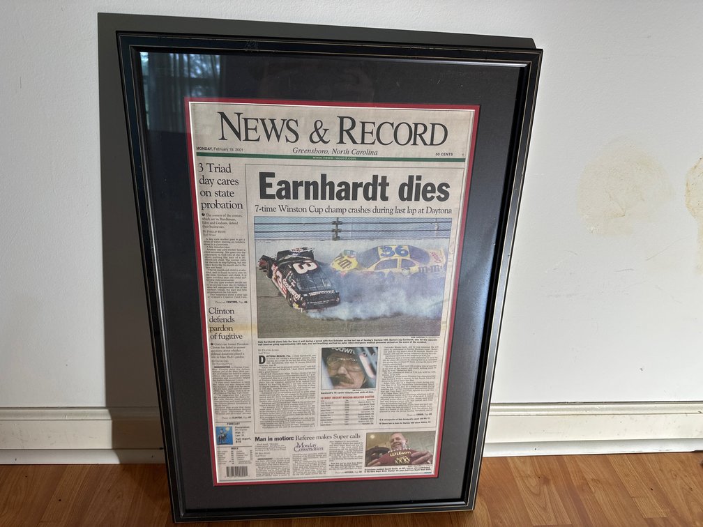 Framed News & Record Earnhardt Article