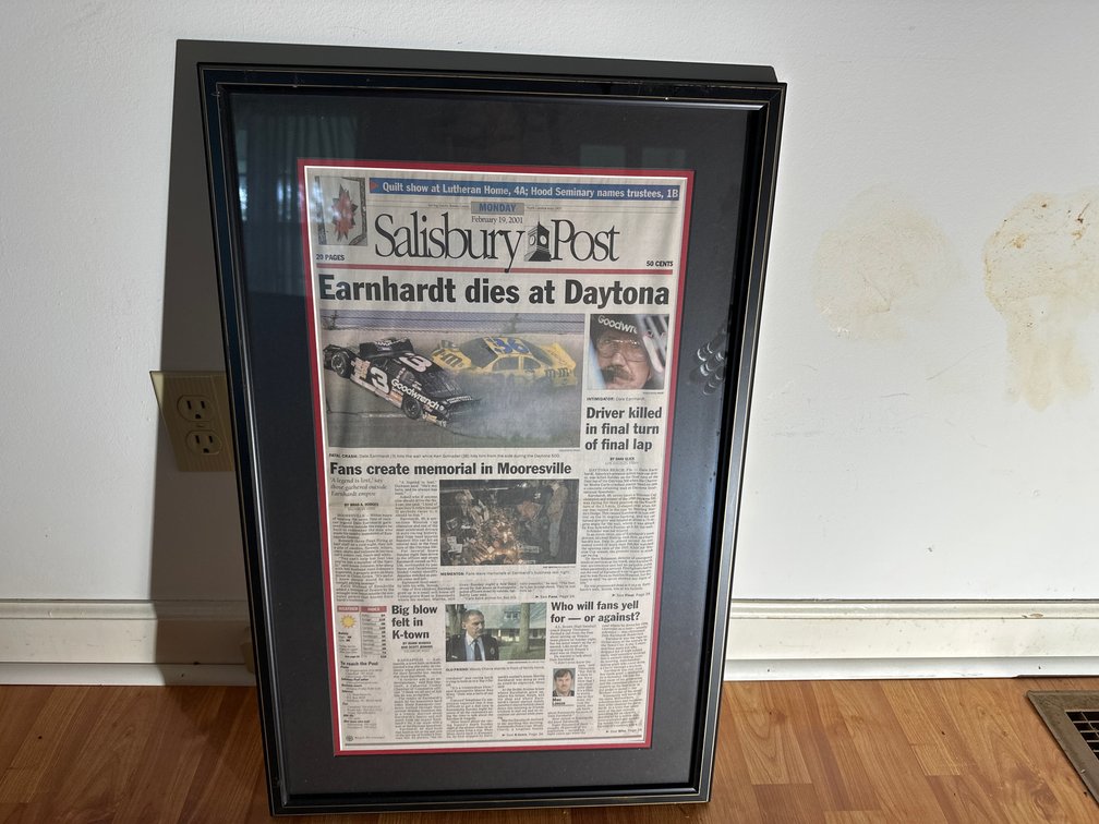 Framed Salisbury Post Earnhardt Article