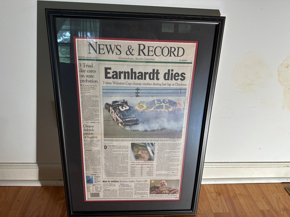 Framed News & Record Earnhardt Article