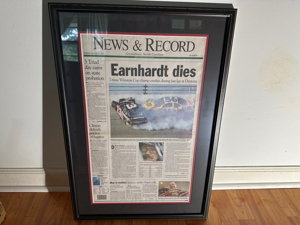 Framed News & Record Earnhardt Article