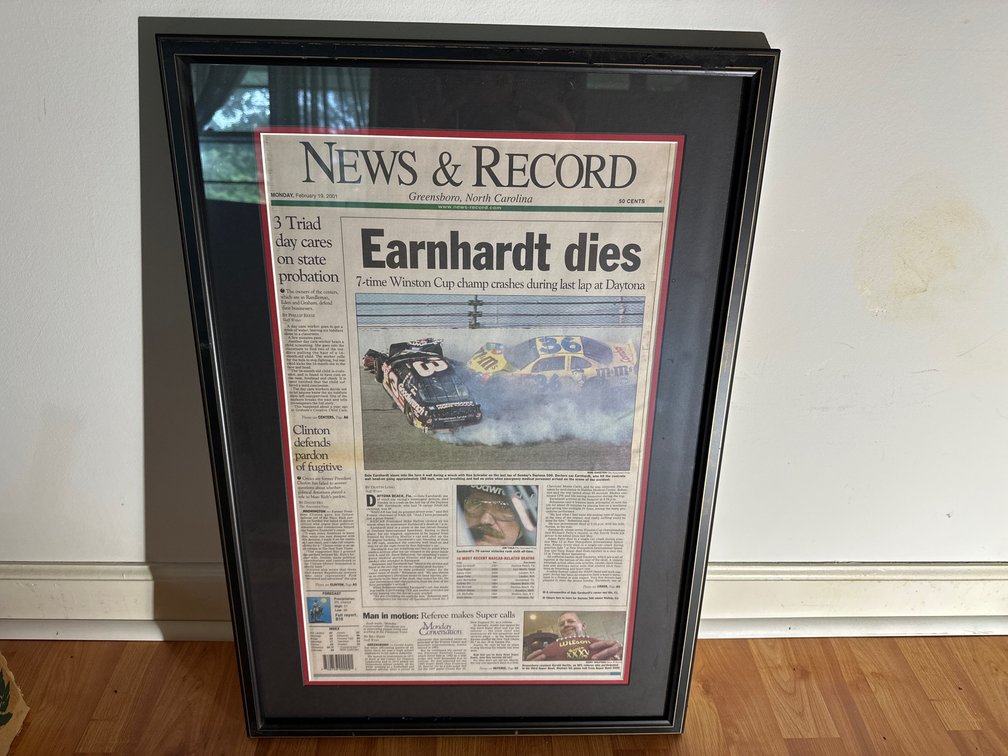 Framed News & Record Earnhardt Artice