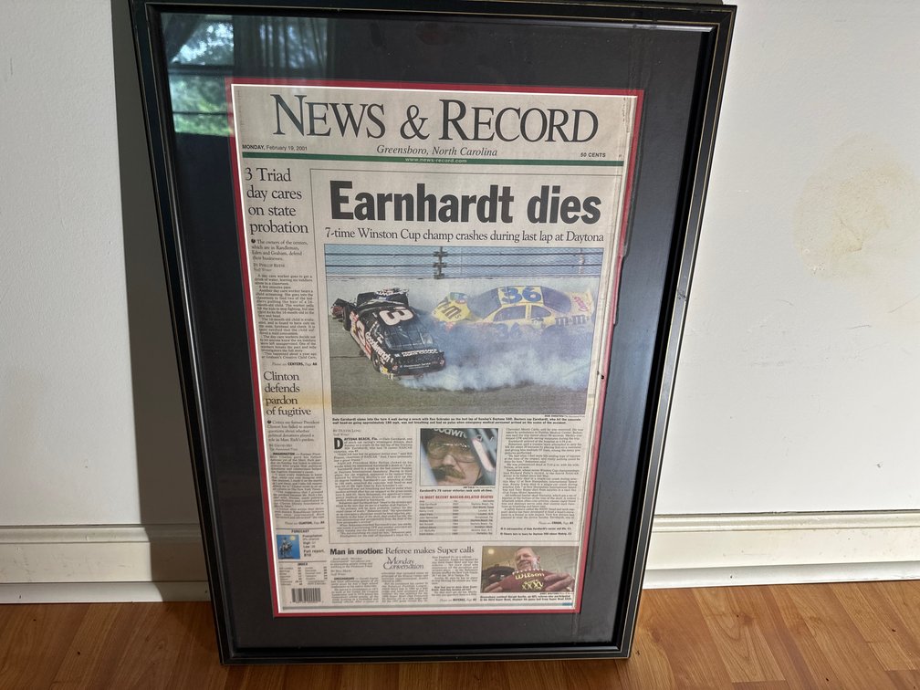 Framed News & Record Earnhardt Article