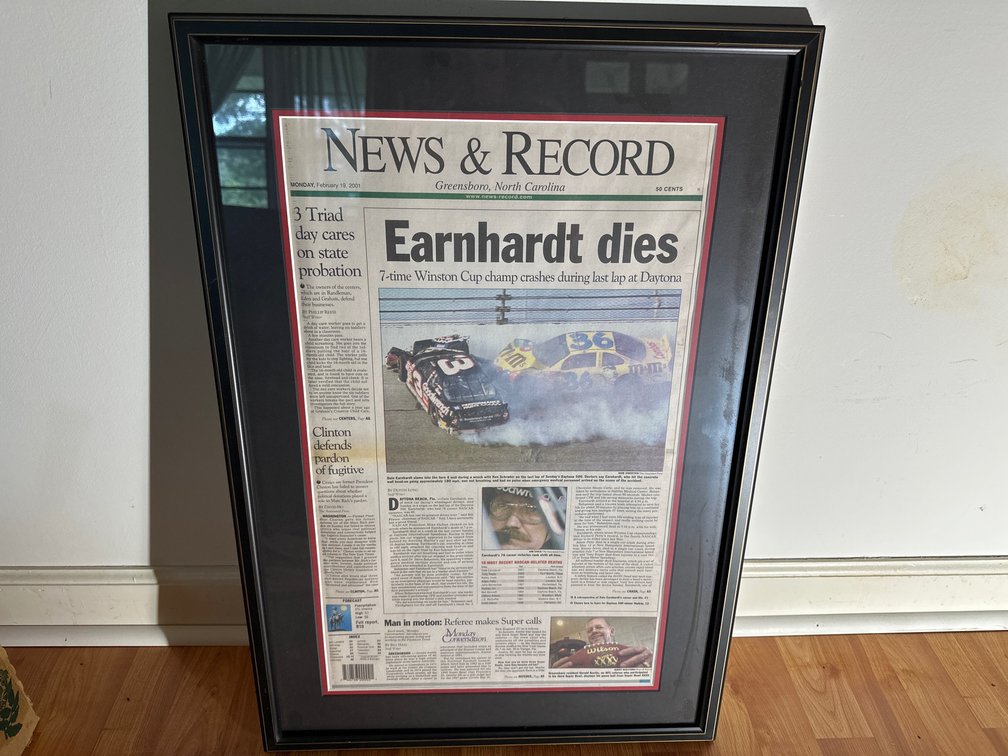 Framed News & Record Earnhardt Article