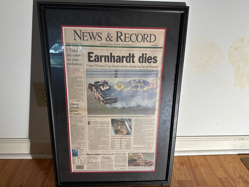 Framed News & Record Earnhardt Article