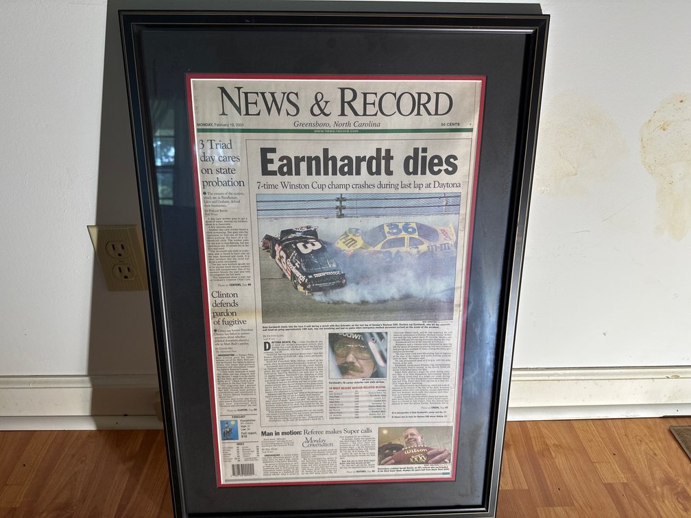 Framed News & record Earnhardt Artlice