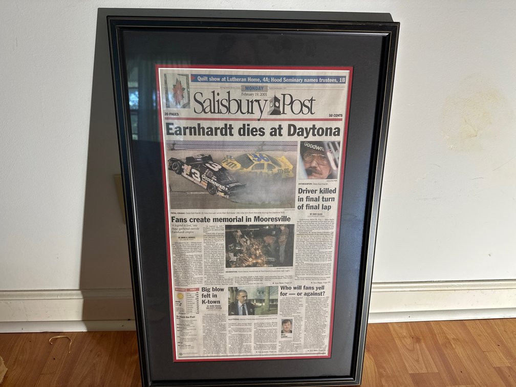 Framed Salisbury Post Earnhardt Article